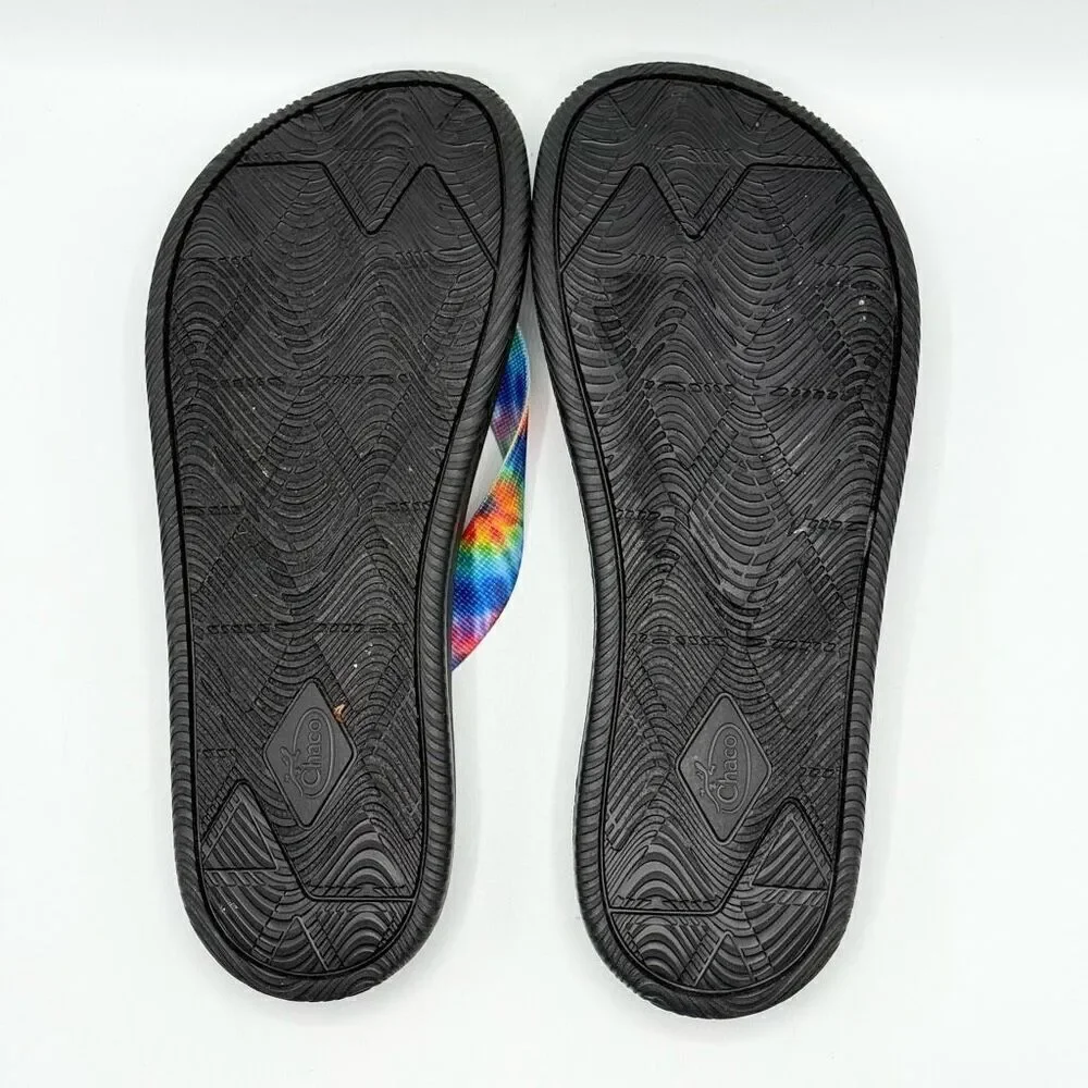 Chaco Chillos Flip Flops in Rainbow Tie Dye - Men’s US 12